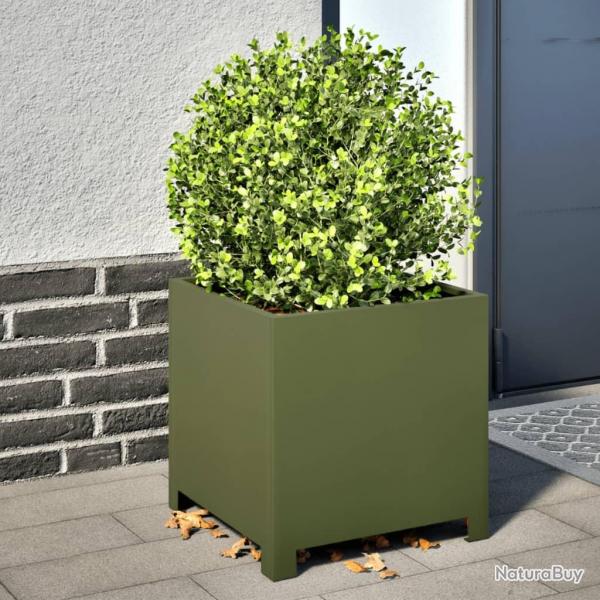 Jardinire vert olive 40x40x40 cm acier alsavelo