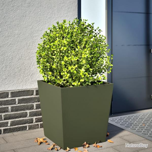 Jardinire vert olive 50x50x50 cm acier alsavelo