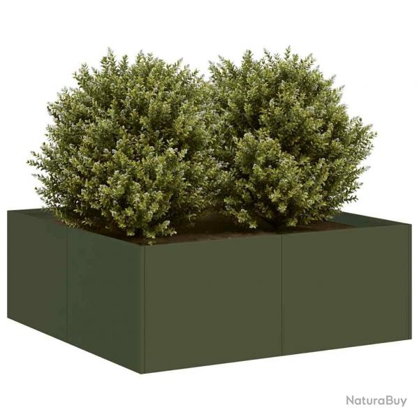 Jardinire vert olive 80x80x30 cm acier alsavelo