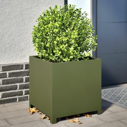Jardinière vert olive 50x50x50 cm acier alsavelo