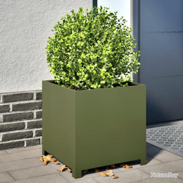 Jardinire vert olive 50x50x50 cm acier