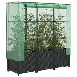 Jardinière surélevée avec housse aspect rotin 120x40x138 cm alsavelo