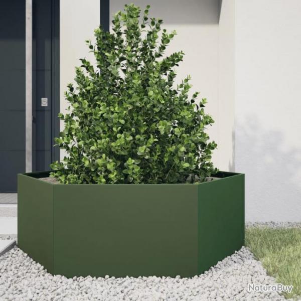 Jardinire vert olive hexagone 138x120x45 cm acier alsavelo