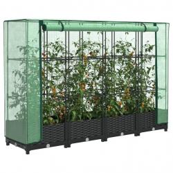 Jardinière surélevée avec housse aspect rotin 160x40x123 cm alsavelo