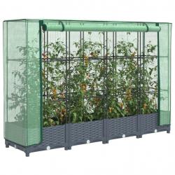 Jardinière surélevée avec housse aspect rotin 160x40x123 cm alsavelo