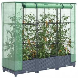 Jardinière surélevée avec housse aspect rotin 120x40x123 cm alsavelo