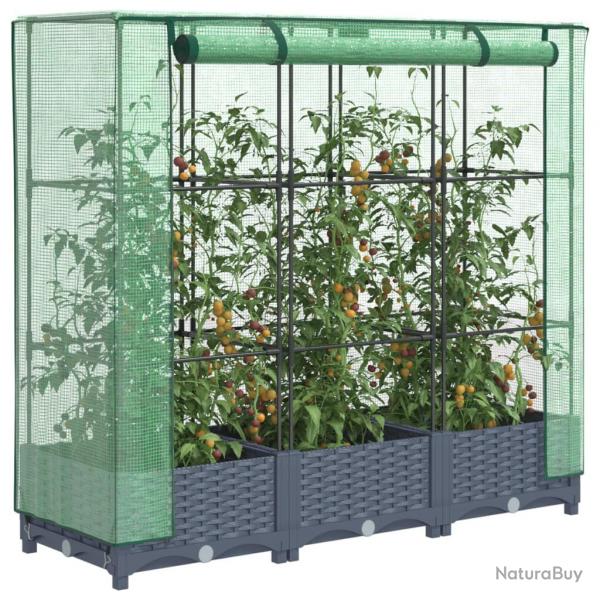 Jardinire surleve avec housse aspect rotin 120x40x123 cm alsavelo