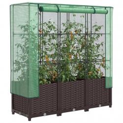 Jardinière surélevée avec housse aspect rotin 120x40x138 cm alsavelo