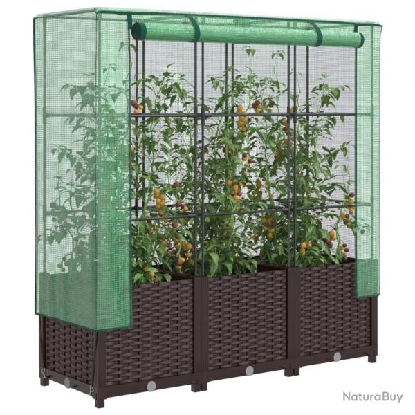Jardinire surleve avec housse aspect rotin 120x40x138 cm alsavelo