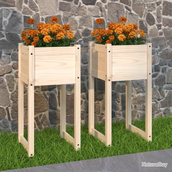 Jardinires 2 pcs 40x40x81 cm Bois massif de pin alsavelo