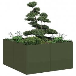 Jardinière vert olive 80x80x40 cm acier laminé à froid alsavelo