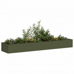 Jardinière vert olive 360x80x40 cm acier alsavelo