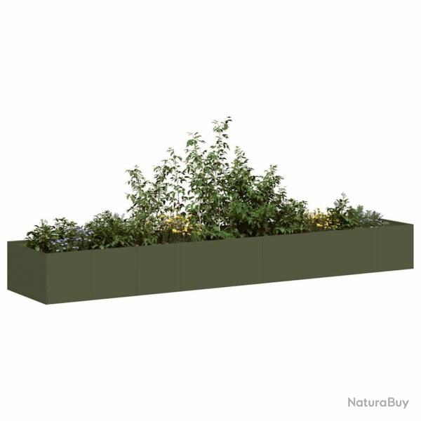 Jardinire vert olive 360x80x40 cm acier alsavelo