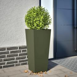 Jardinière vert olive 35x35x75 cm acier alsavelo