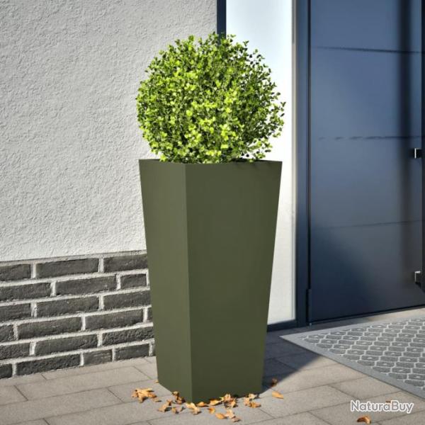 Jardinire vert olive 35x35x75 cm acier alsavelo