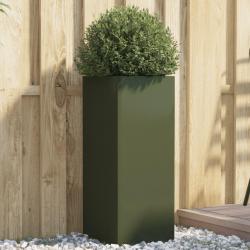Jardinière vert olive 32x29x75 cm acier alsavelo
