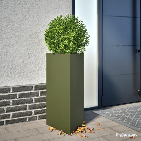 Jardinire vert olive triangulaire 40x34,5x70 cm acier