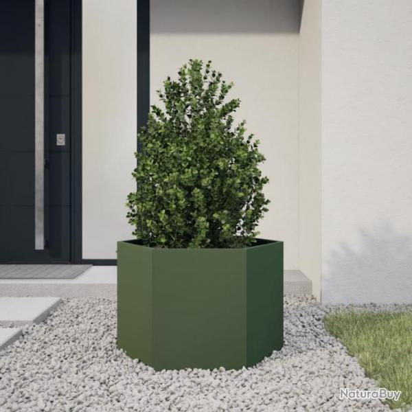 Jardinire vert olive hexagone 69x60x45 cm acier