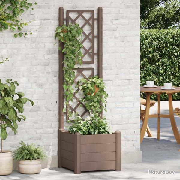 Jardinire avec treillis 43x43x142 cm PP Moka alsavelo