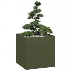 Jardinière vert olive 80x80x80 cm acier alsavelo