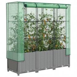 Jardinière surélevée avec housse aspect rotin 120x40x138 cm alsavelo