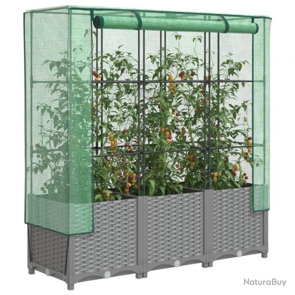 Jardinire surleve avec housse aspect rotin 120x40x138 cm alsavelo