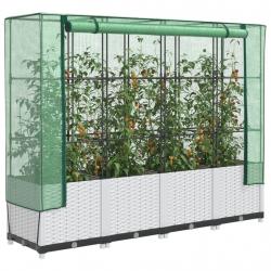 Jardinière surélevée avec housse aspect rotin 160x40x138 cm alsavelo