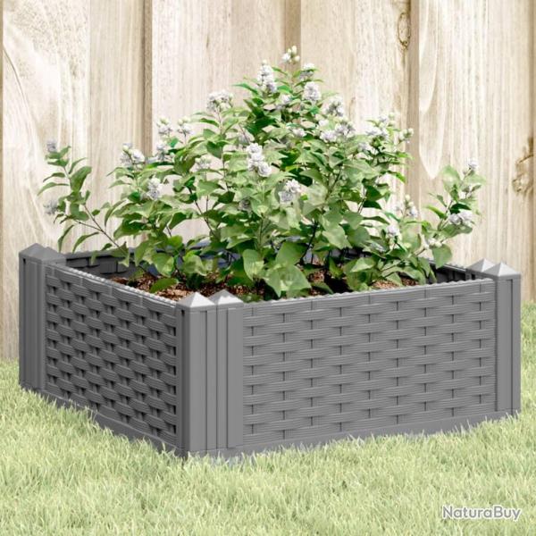 Jardinire avec piquets gris clair 42,5x42,5x28,5 cm PP alsavelo