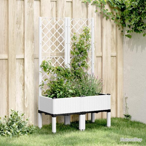 Jardinire avec treillis blanc 80x40x142 cm PP alsavelo