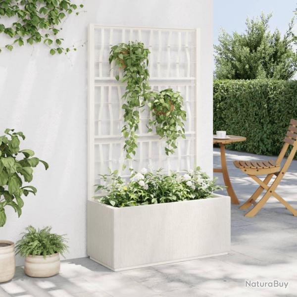 Jardinire avec treillis blanc 80x36x140 cm PP alsavelo
