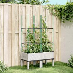 Jardinière avec treillis blanc 80x40x142,5 cm PP alsavelo