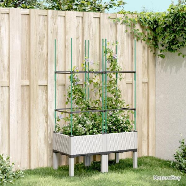 Jardinire avec treillis blanc 80x40x142,5 cm PP alsavelo