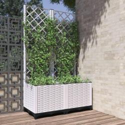 Jardinière avec treillis Blanc 80x40x136 cm PP alsavelo