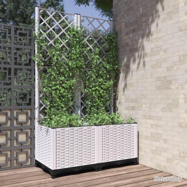 Jardinire avec treillis Blanc 80x40x136 cm PP alsavelo