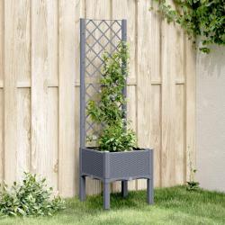 Jardinière avec treillis bleu gris 40x40x142 cm PP alsavelo
