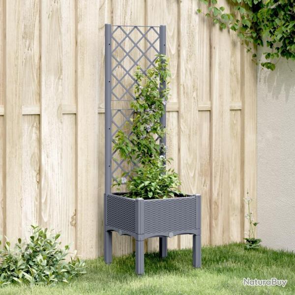 Jardinire avec treillis bleu gris 40x40x142 cm PP alsavelo