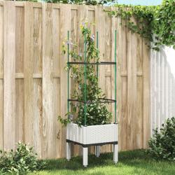 Jardinière avec treillis blanc 40x40x142,5 cm PP alsavelo