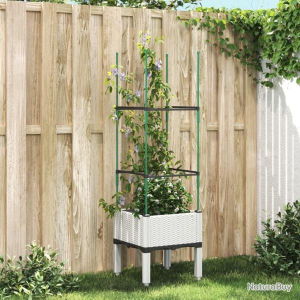 Jardinire avec treillis blanc 40x40x142,5 cm PP alsavelo