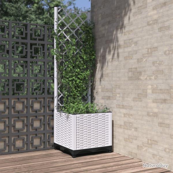 Jardinire avec treillis Blanc 40x40x136 cm PP alsavelo