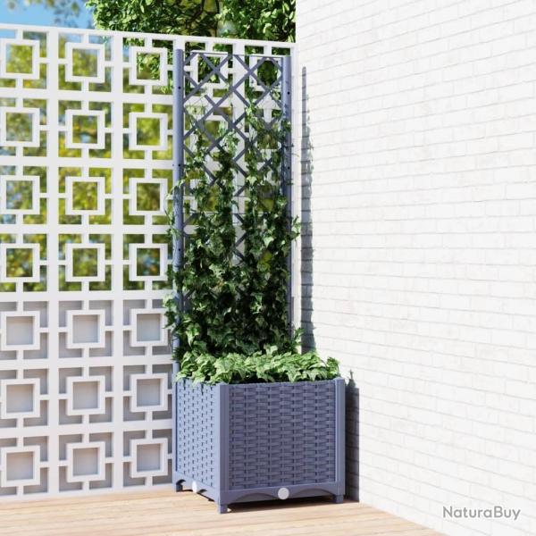 Jardinire avec treillis bleu gris 40x40x136 cm PP alsavelo