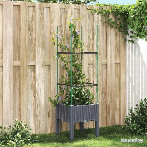 Jardinire avec treillis bleu gris 40x40x142,5 cm PP alsavelo