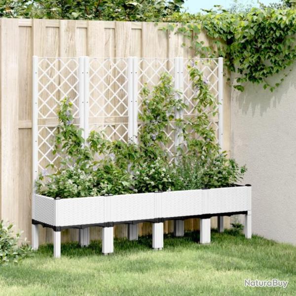 Jardinire avec treillis blanc 160x40x142 cm PP alsavelo