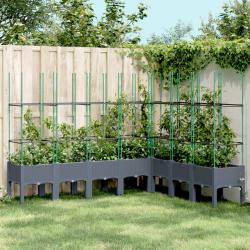 Jardinière avec treillis bleu gris 200x160x142,5 cm PP alsavelo