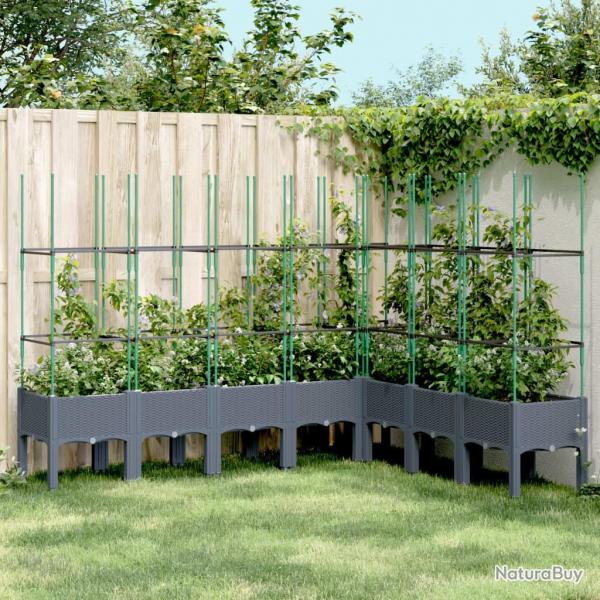 Jardinire avec treillis bleu gris 200x160x142,5 cm PP alsavelo