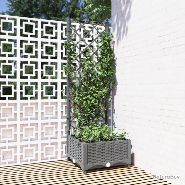 Jardinire avec treillis Gris clair 40x40x121,5 cm PP alsavelo