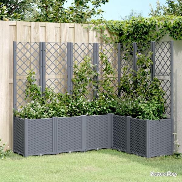 Jardinire avec treillis gris 160x120x140 cm PP alsavelo