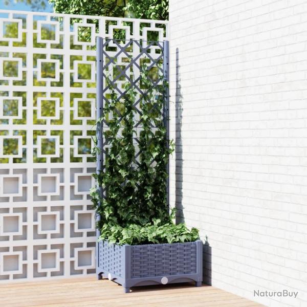 Jardinire avec treillis bleu gris 40x40x121,5 cm PP alsavelo