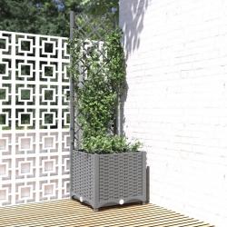 Jardinière avec treillis Gris clair 40x40x136 cm PP alsavelo