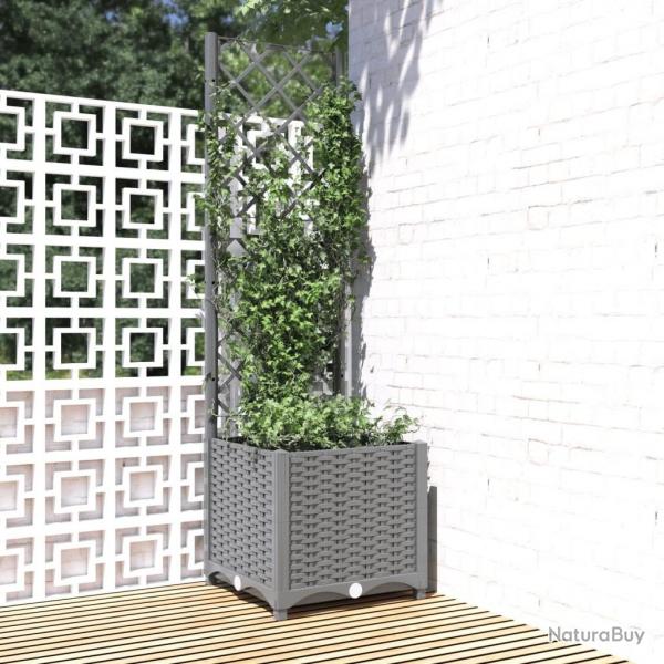 Jardinire avec treillis Gris clair 40x40x136 cm PP alsavelo