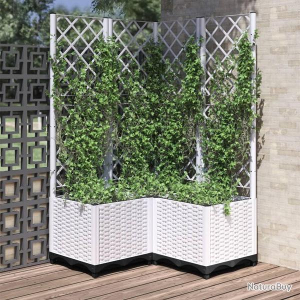 Jardinire avec treillis Blanc 80x80x136 cm PP alsavelo